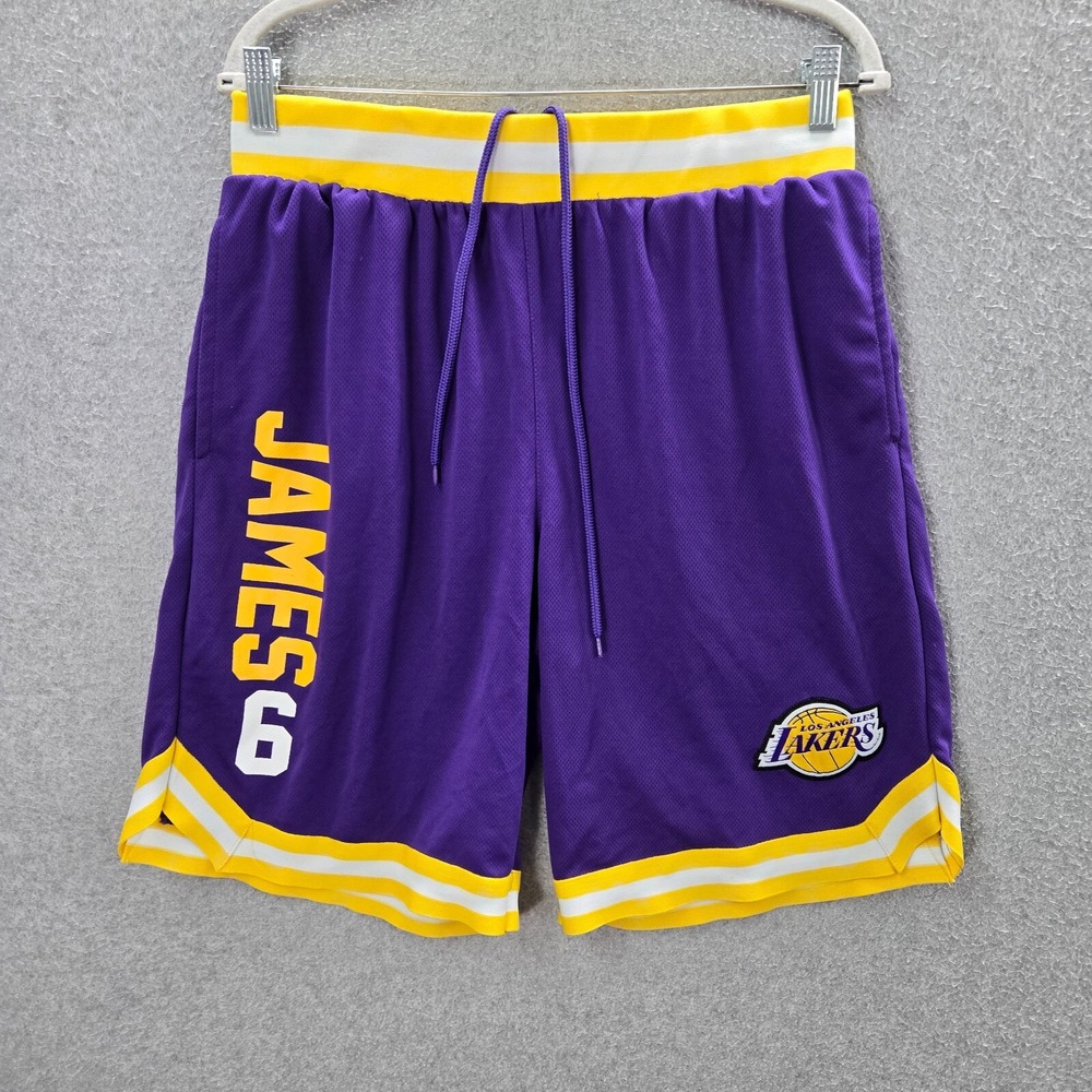 Los Angeles Lakers Men Activewear Shorts Large Purple Logo‎ UNK Lebron James 6